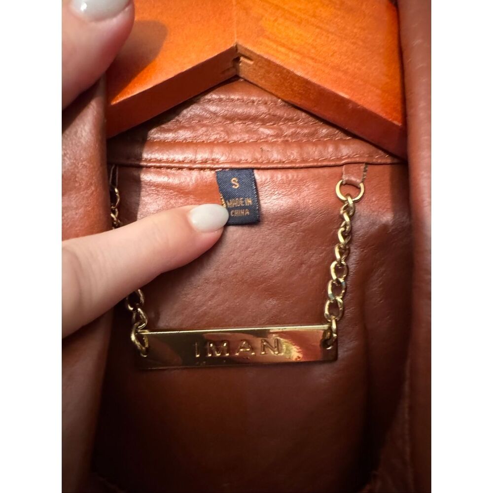 IMAN Leather Coat Tie Waist - Picture 9 of 15